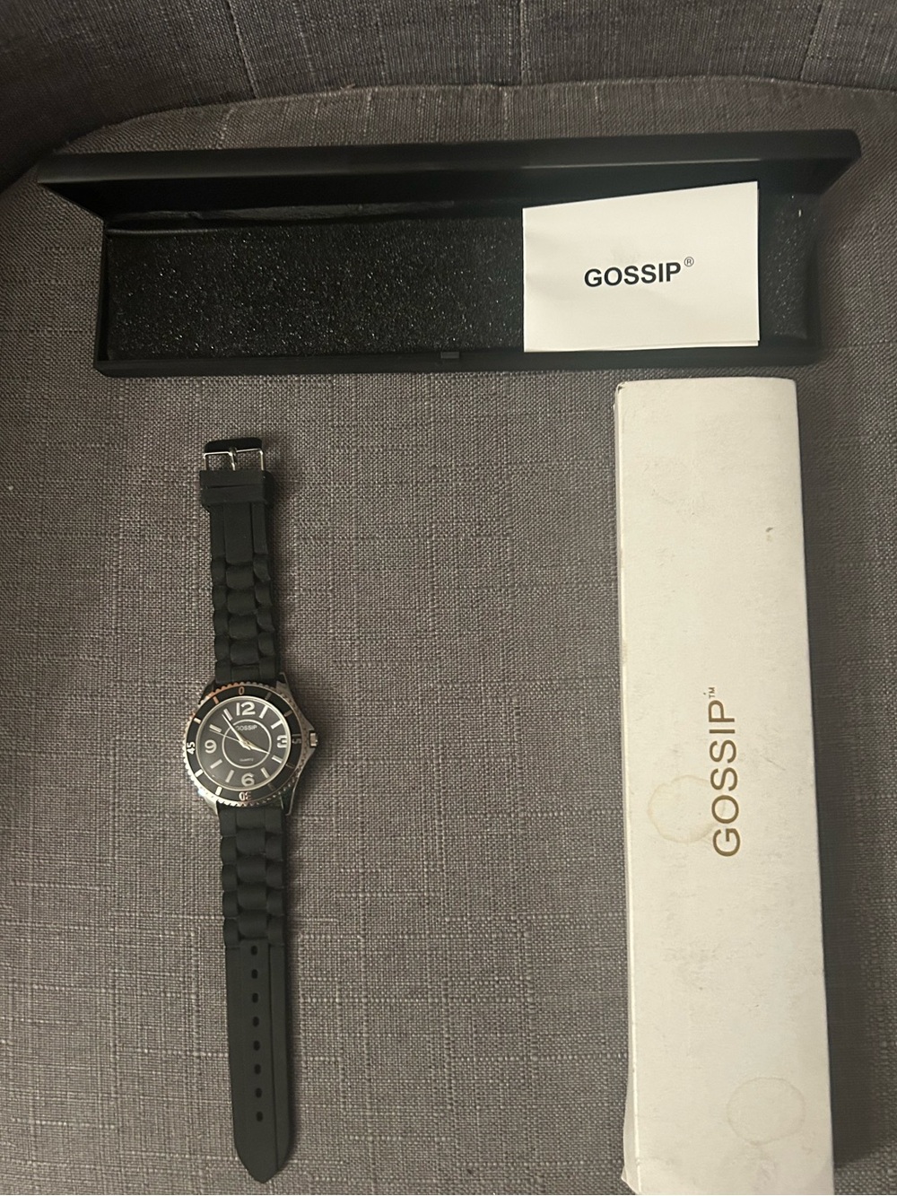 Gossip womens Black Dial Watch with Black Silicone Band